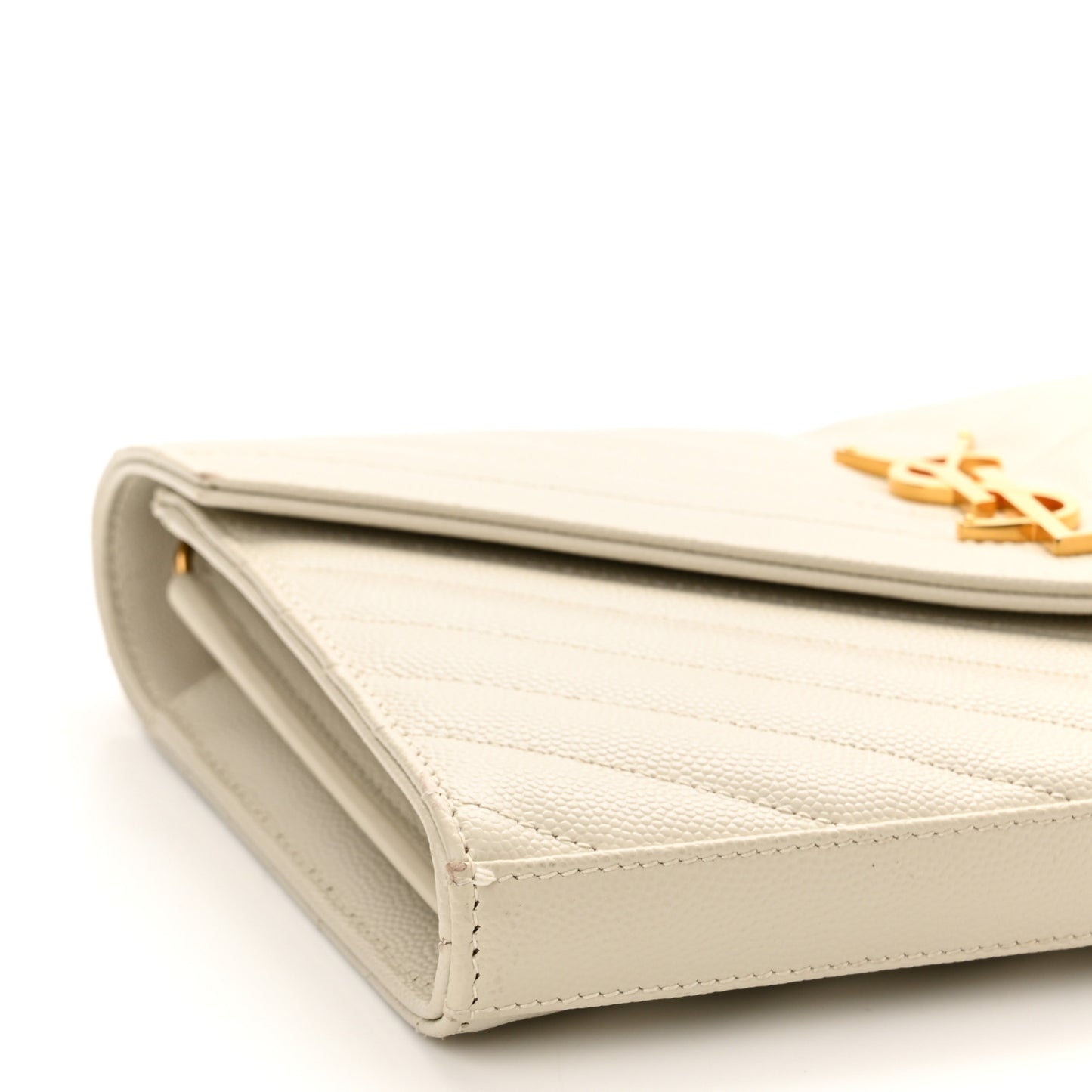 Grain De Poudre Matelasse Chevron Monogram Chain Wallet Crema Soft