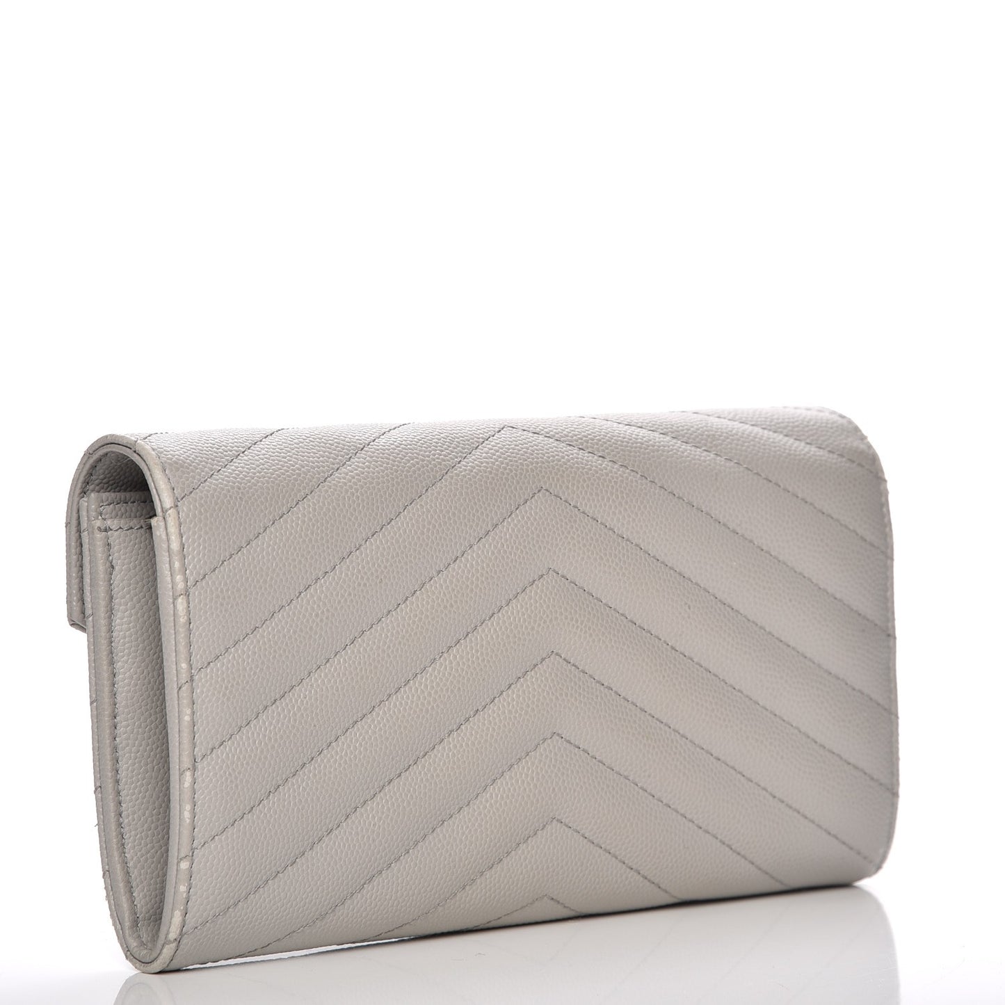 Grain De Poudre Matelasse Chevron Monogram Flap Wallet Light Grey