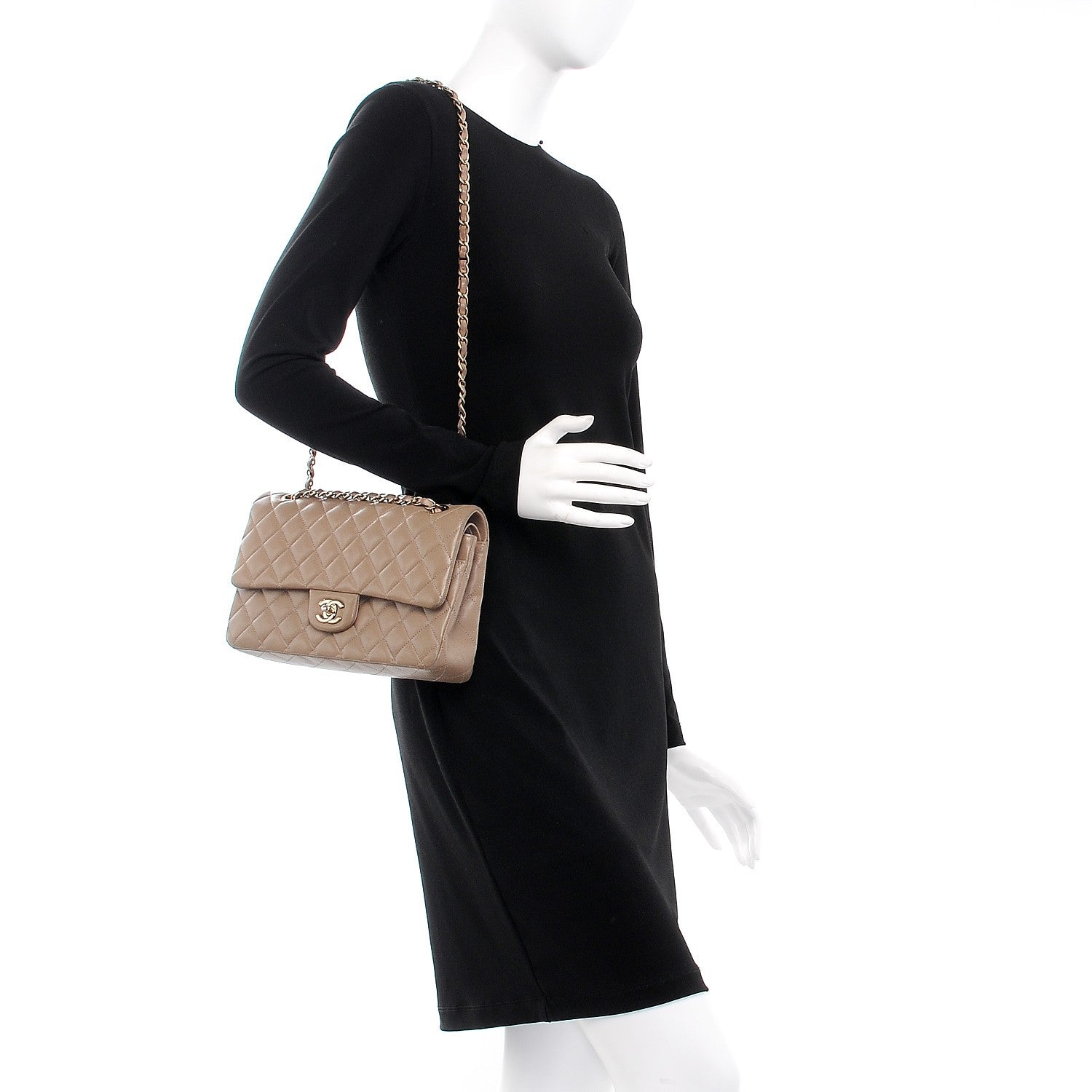 Chanel Lambskin Quilted Medium Double Flap Beige 2 of 14