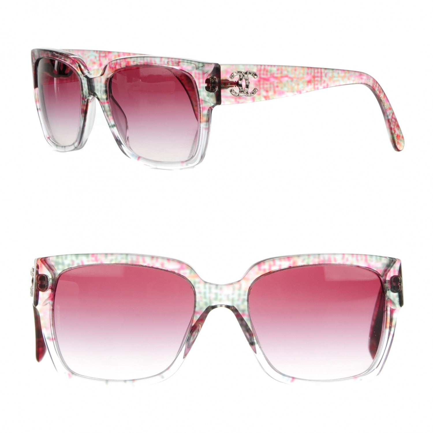 Chanel Multicolor Tweed CC Sunglasses 1313/3P Pink 1 of 5