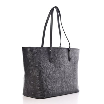 MCM Visetos Medium Anya Zip Top Shopper Tote Black 3 of 11