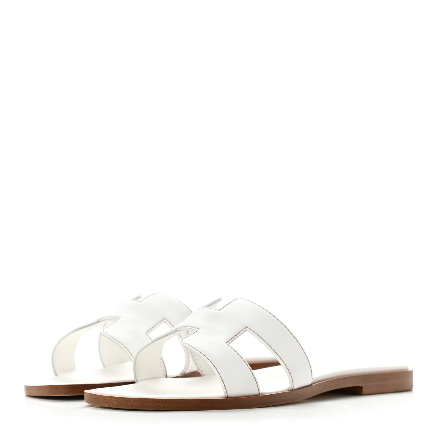 Hermes Box Calfskin Oran Sandals 35.5 White 3 of 10