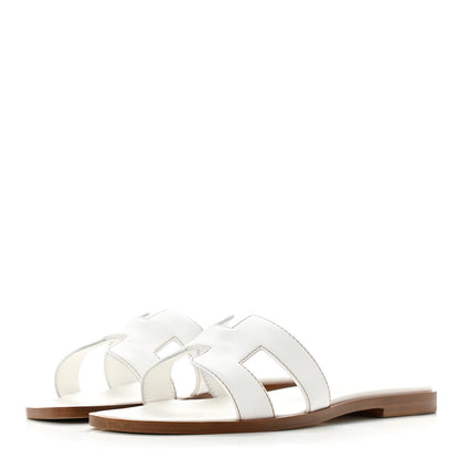 Hermes Box Calfskin Oran Sandals 35.5 White 3 of 10