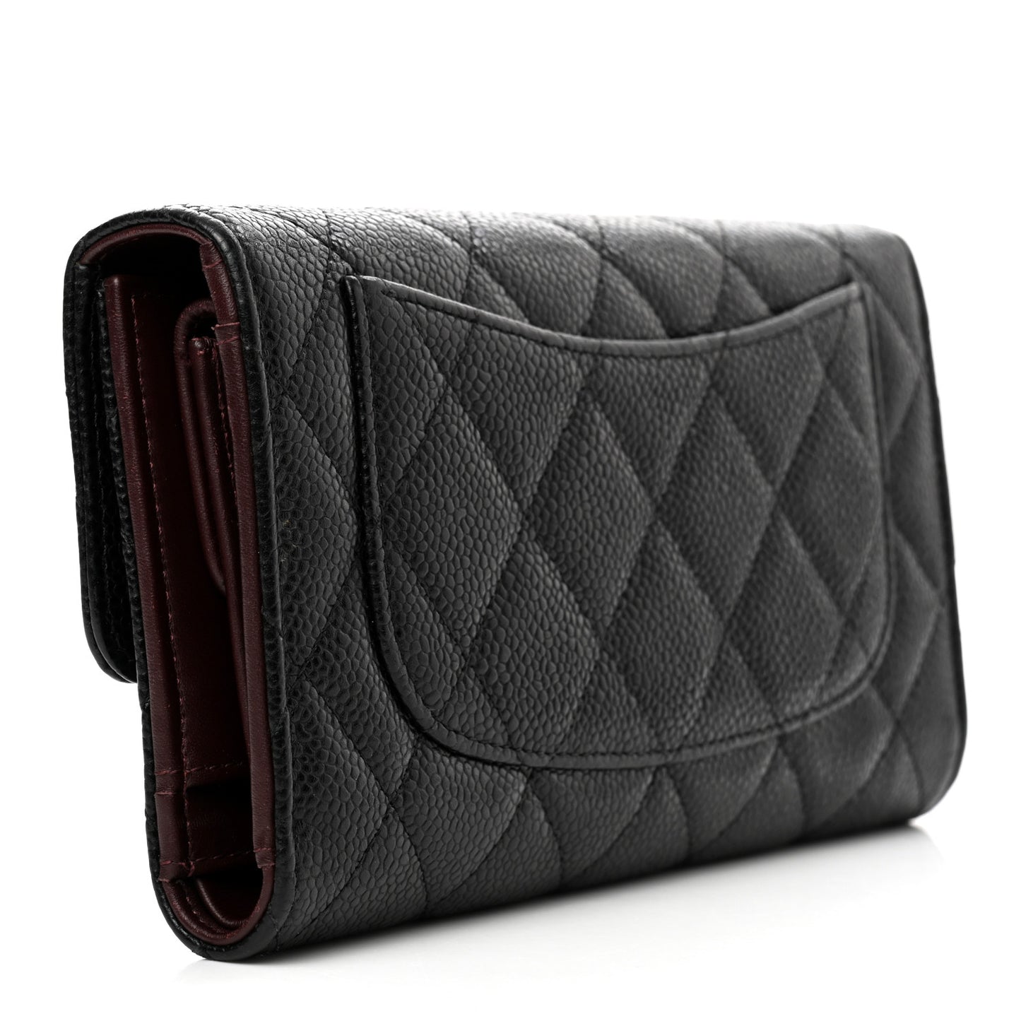 Caviar Quilted Medium Flap Wallet Black