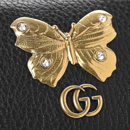 Gucci Pebbled Calfskin Butterfly Card Case Black 8 of 10