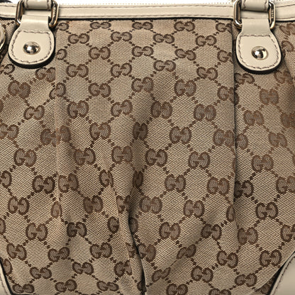 Gucci Monogram Margaux Calfskin Medium Sukey Top Handle Bag Beige Ebony Mystic White 8 of 12