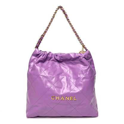 Chanel Shiny Calfskin Quilted Chanel 22 Purple 3 of 12