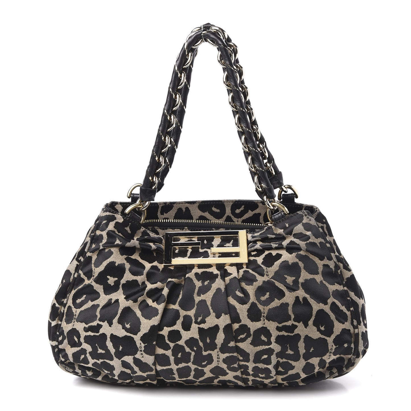 Jacquard Leopard Print Small Mia Tote Taupe Black