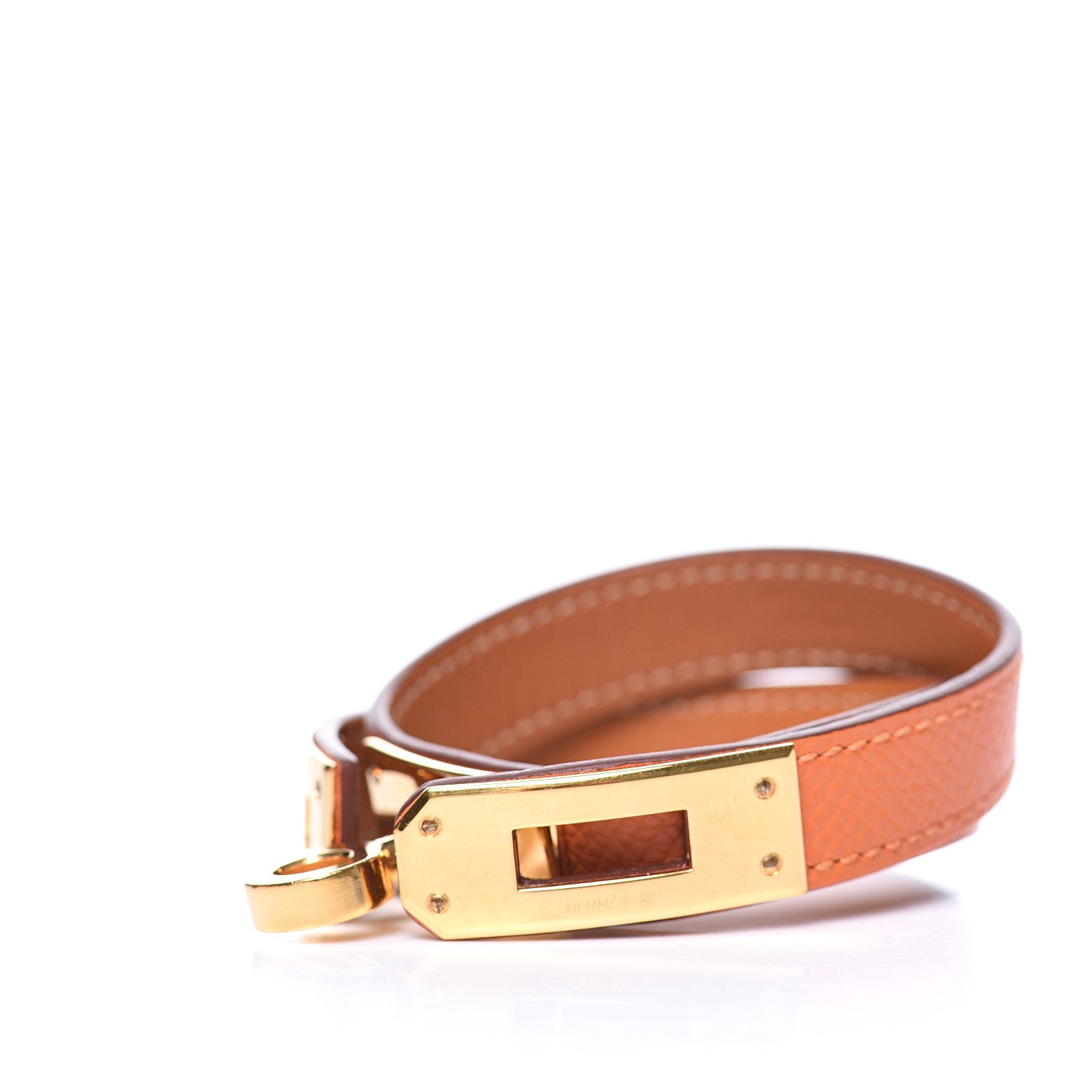 Hermes Epsom Kelly Double Tour Bracelet XS Orange 6 of 7