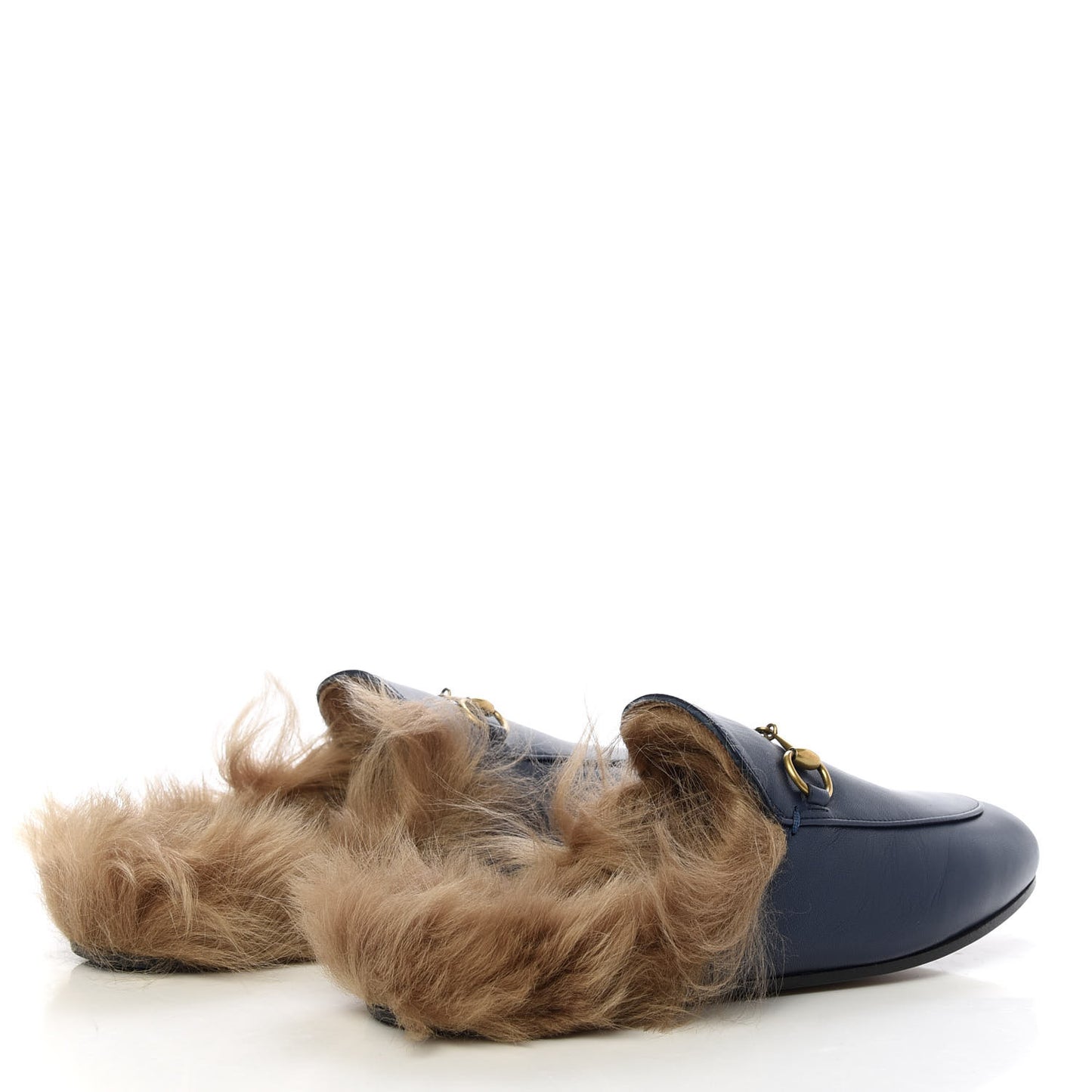 Malaga Kid Fur Womens Princetown Slippers 38 Blue Agata