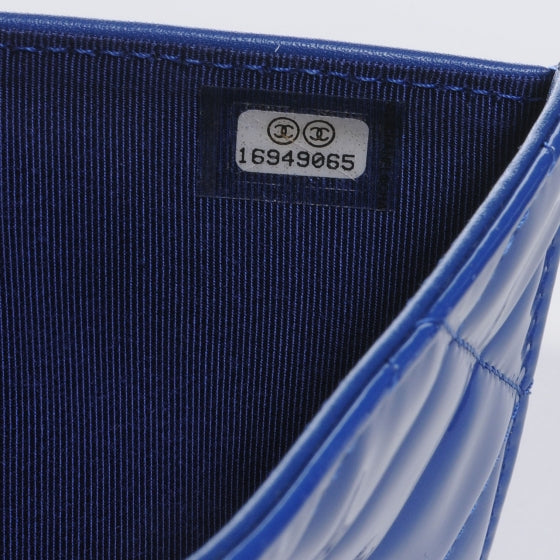 Chanel Patent Quilted Compact Zip Wallet Blue 7 of 7