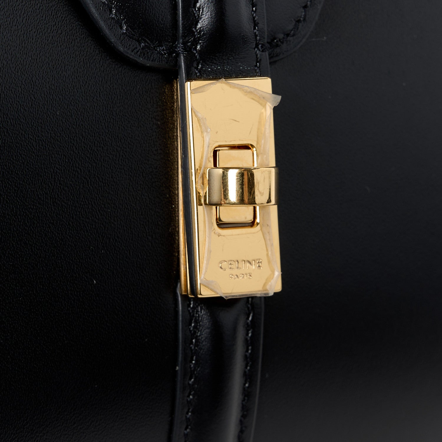 Celine Satinated Calfskin Mini 16 Top Handle Bag Black 10 of 14