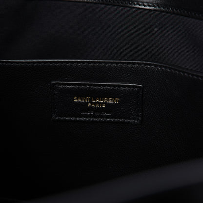 Saint Laurent Calfskin Raffia Medium Shopper Tote Black 8 of 10