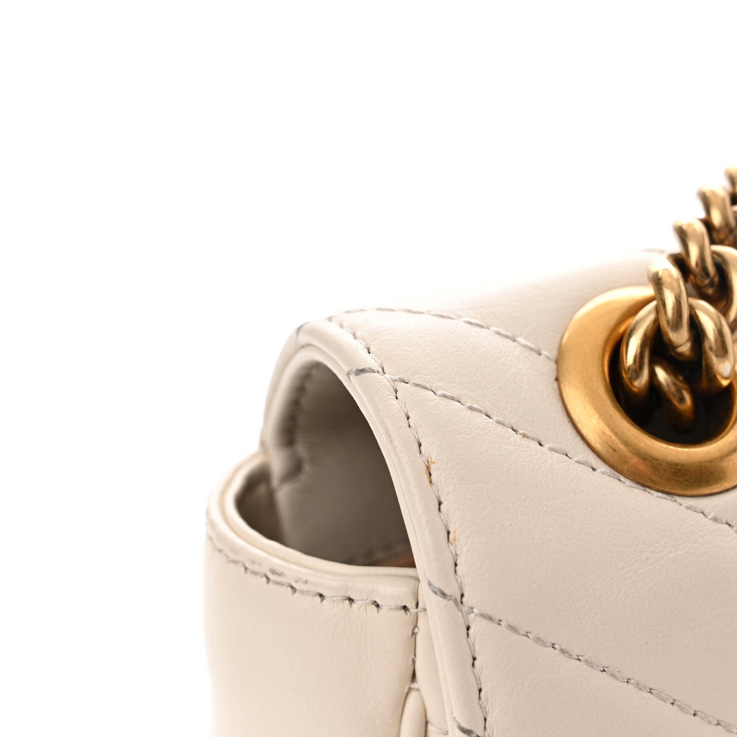 Calfskin Matelasse Mini GG Marmont Shoulder Bag White