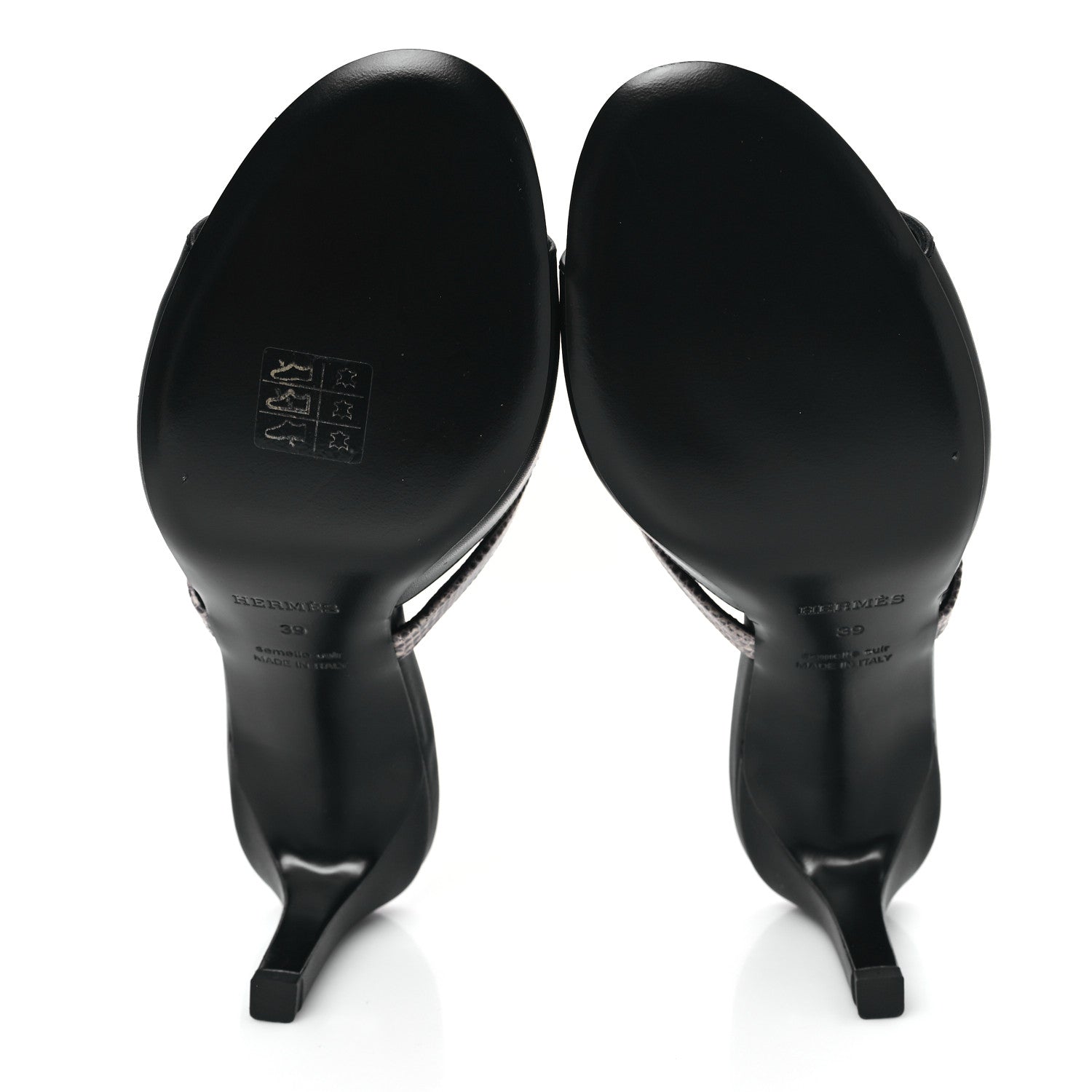 Hermes Lambskin Lizard Cute Sandals 39 Black Ombre 5 of 10