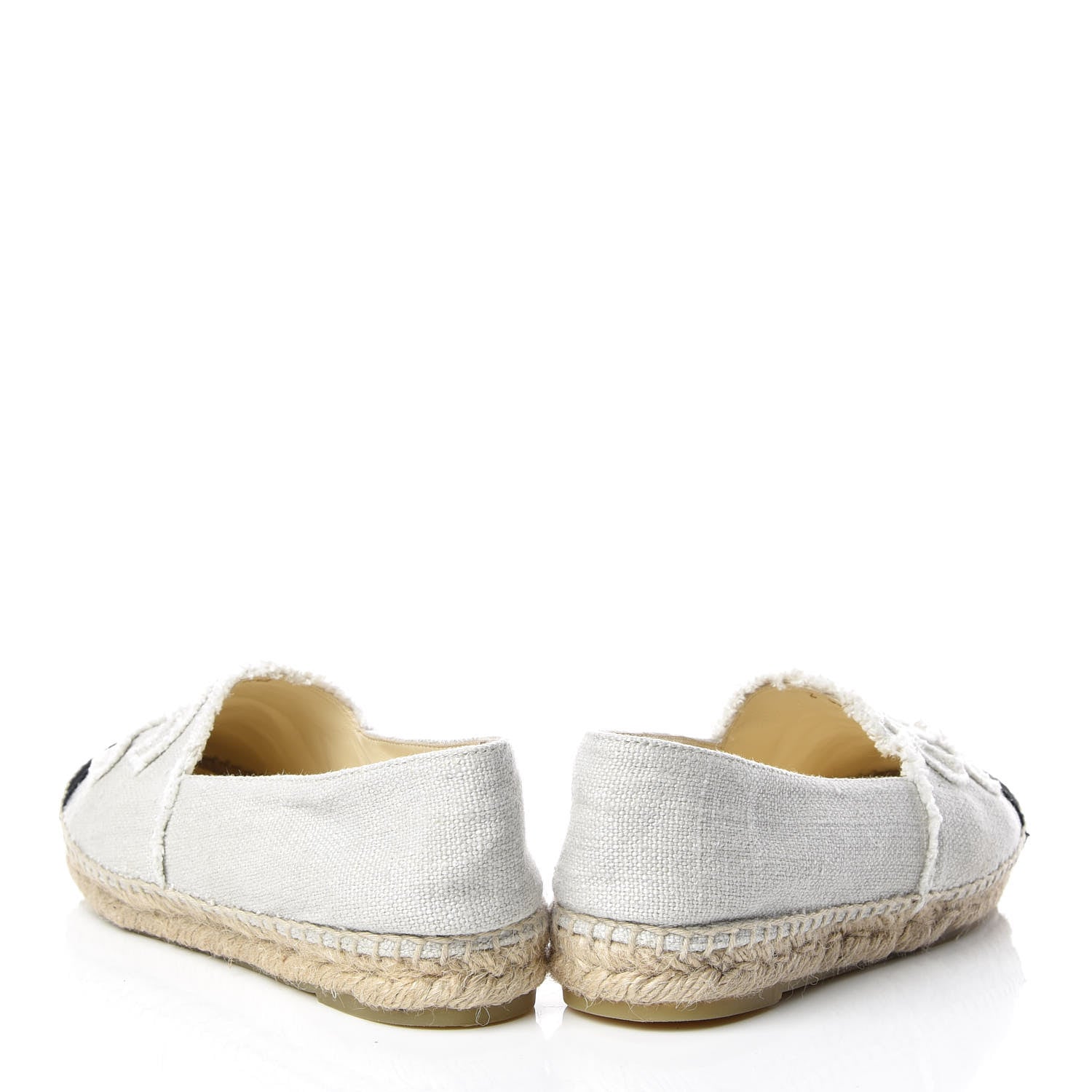 Chanel Linen CC Espadrilles 37 Beige Black 6 of 14