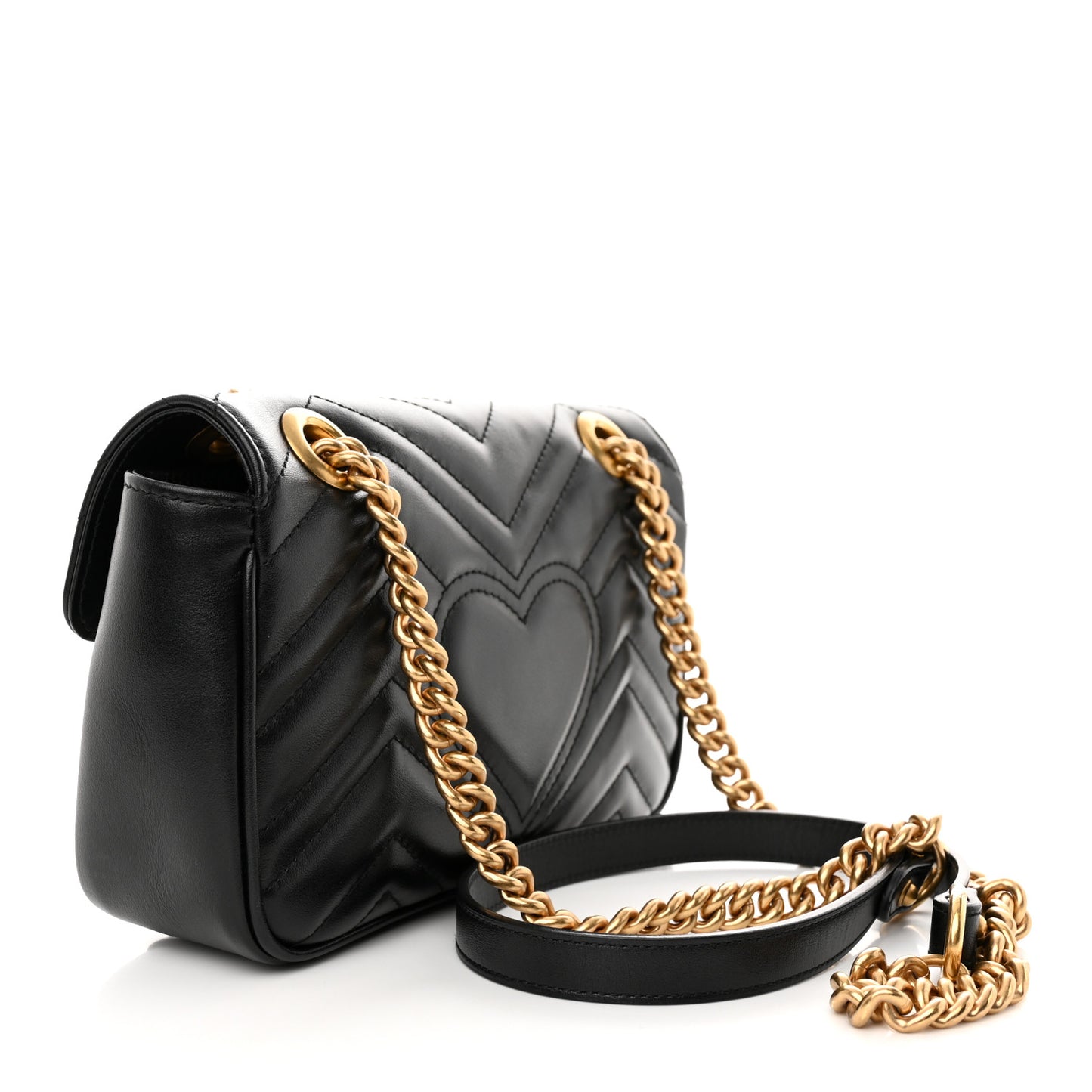 Calfskin Matelasse Mini GG Marmont Shoulder Bag Black