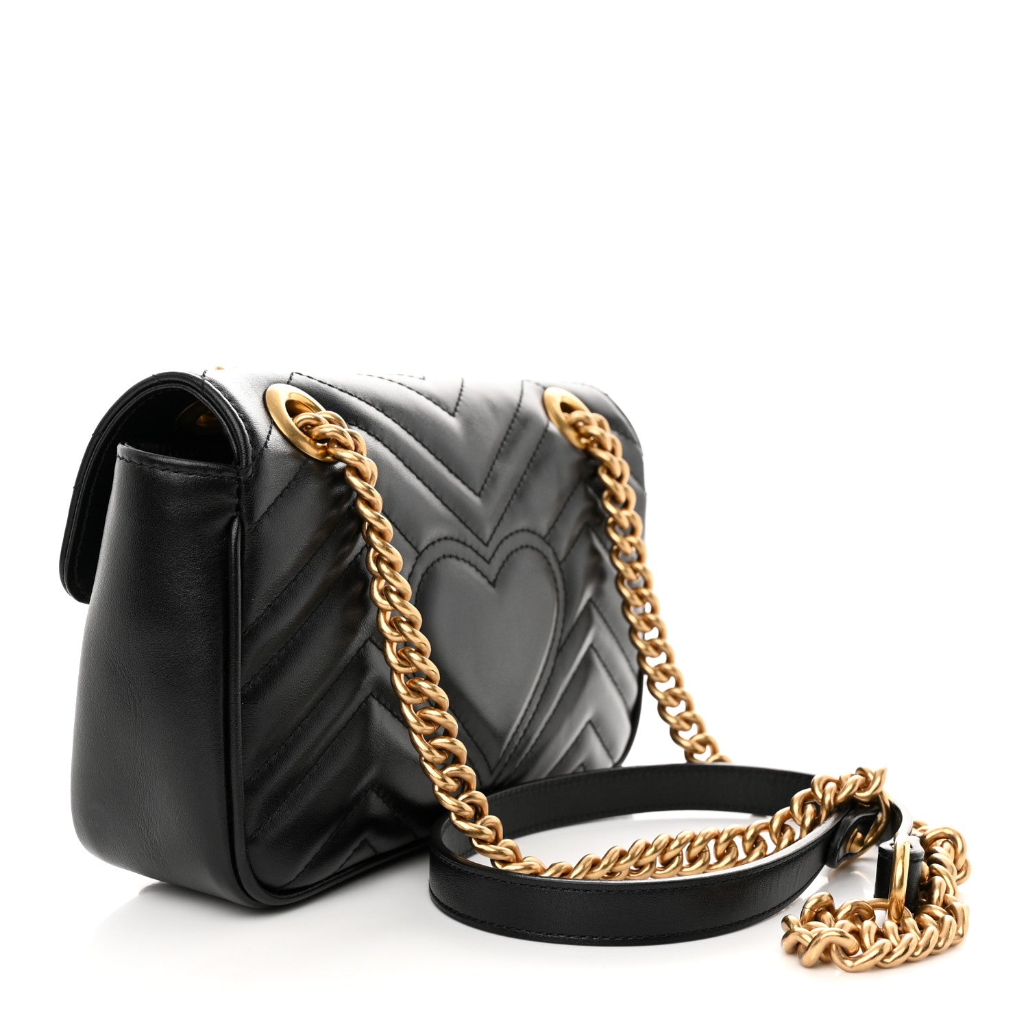 Gucci Calfskin Matelasse Mini GG Marmont Shoulder Bag Black 3 of 10