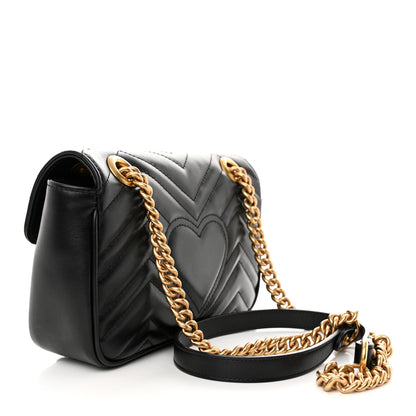 Gucci Calfskin Matelasse Mini GG Marmont Shoulder Bag Black 3 of 10