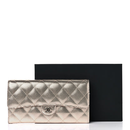 Chanel Metallic Calfskin Quilted Pixel Effect Large Flap Wallet Pinky Gold 11 of 11
