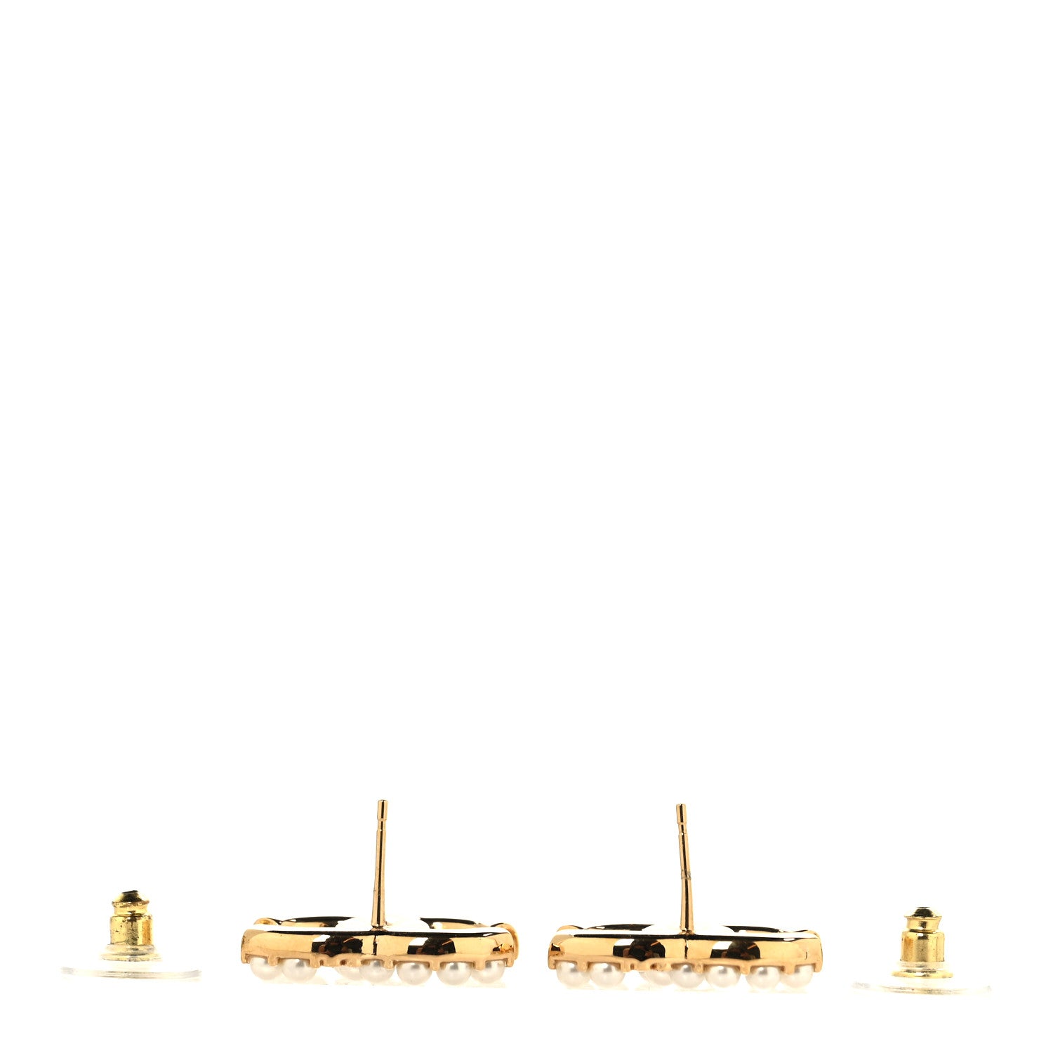 Chanel Metal Crystal Pearl CC Earrings Gold 3 of 5