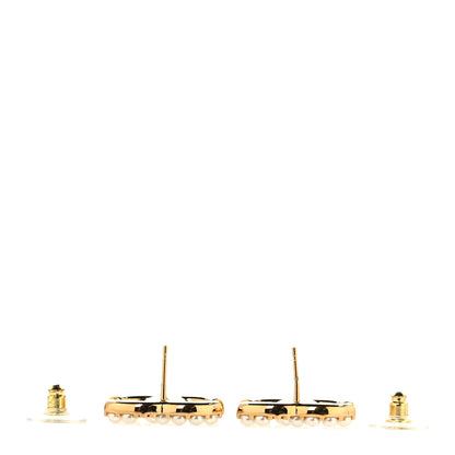 Chanel Metal Crystal Pearl CC Earrings Gold 3 of 5