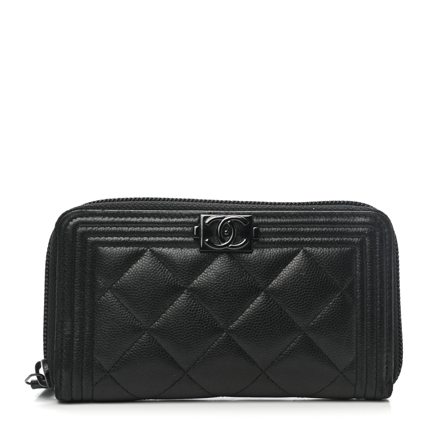 Caviar Quilted Small Boy Zip Around Wallet So Black