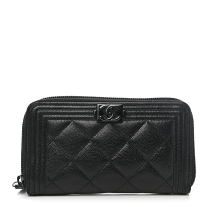 Chanel Caviar Quilted Small Boy Zip Around Wallet So Black 1 of 8
