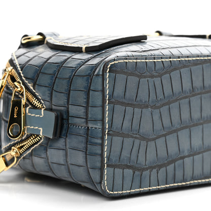 Chloe Calfskin Crocodile Embossed Small Daria Blue 10 of 11