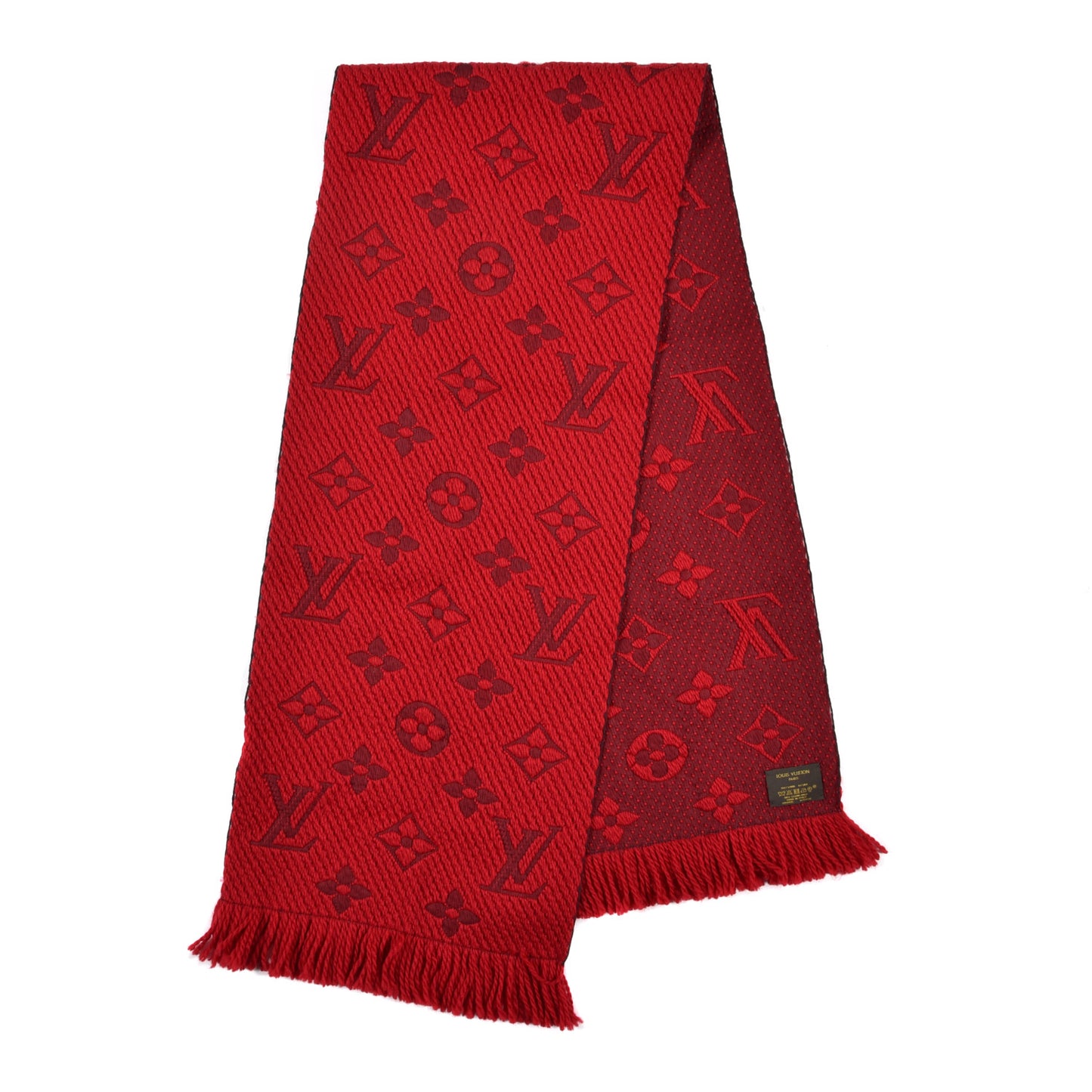 Wool Silk Logomania Scarf Rubis