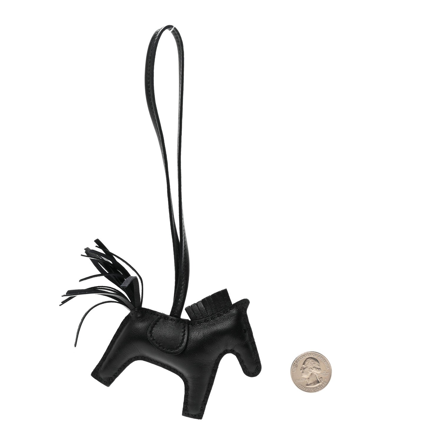 Hermes Milo Lambskin Grigri Rodeo Horse Bag Charm PM So Black 2 of 5