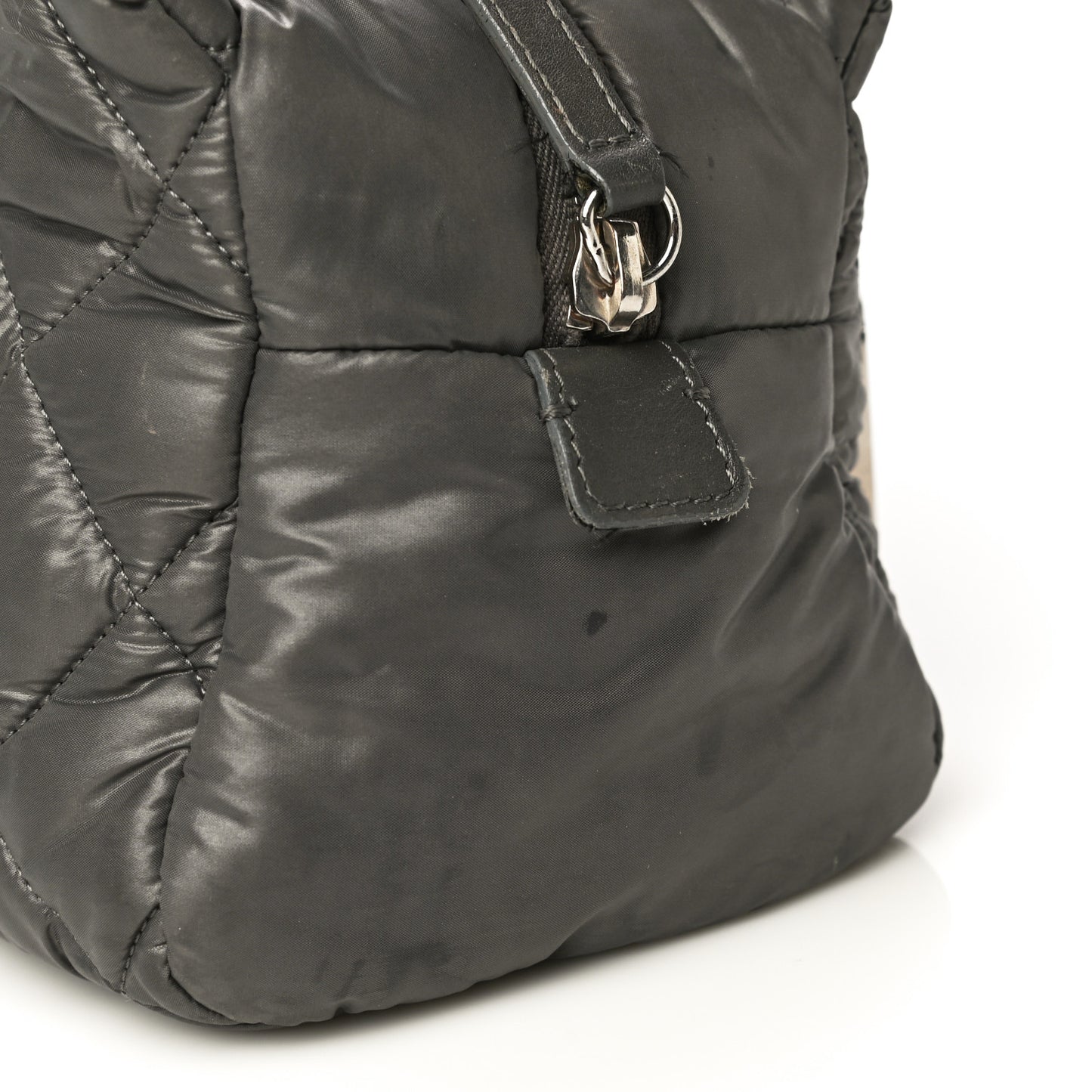 Nylon Quilted Cocoon Cosmetic Case Grey