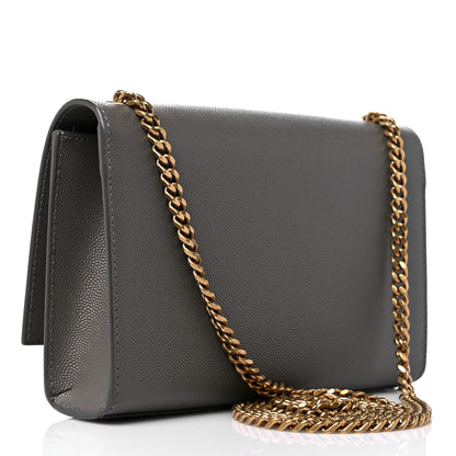 Saint Laurent Grain De Poudre Small Monogram Kate Satchel Grey Kaki 3 of 8