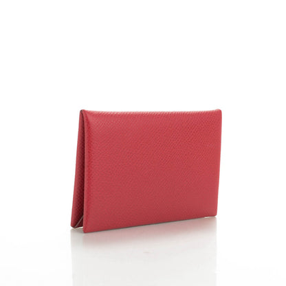 Hermes Epsom Calvi Card Case Rouge Garance 3 of 8