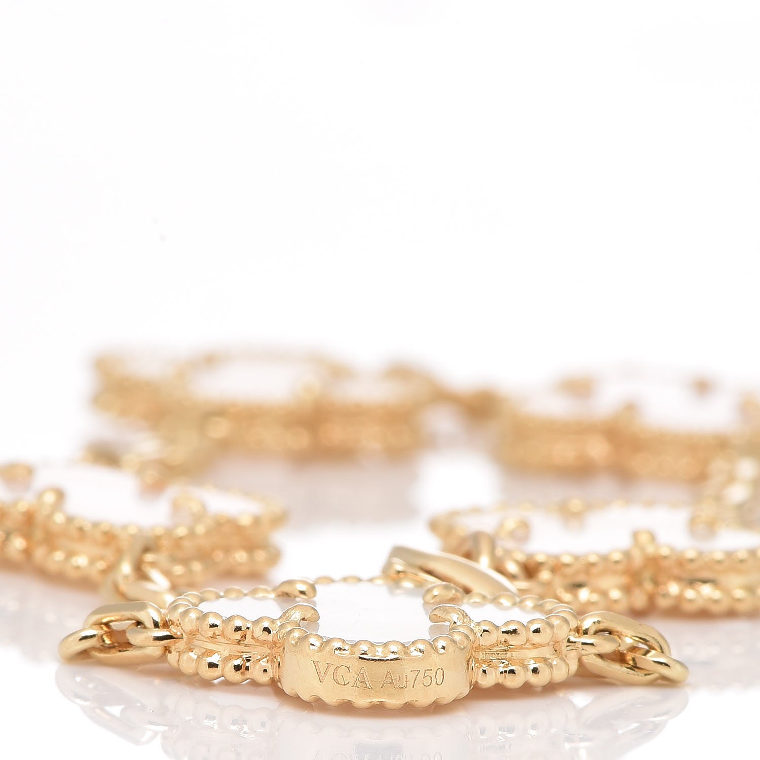 Van Cleef & Arpels 18K Yellow Gold Mother of Pearl 5 Motifs Vintage Alhambra Bracelet 5 of 6