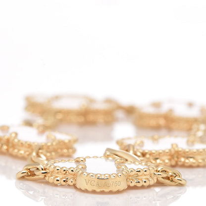 Van Cleef & Arpels 18K Yellow Gold Mother of Pearl 5 Motifs Vintage Alhambra Bracelet 5 of 6