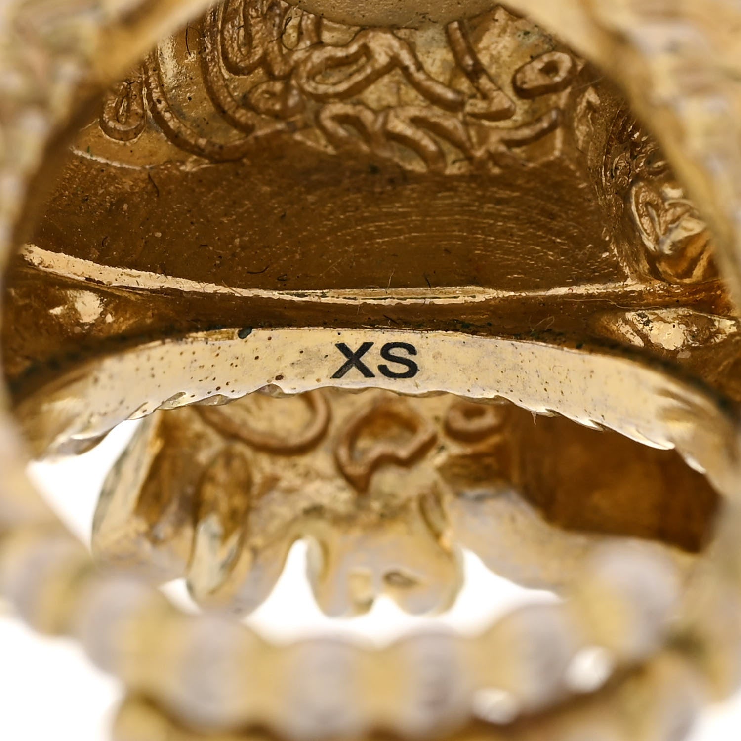 Gucci Metal Crystal Lion Head Ring XS Aged Gold Multicolor 6 of 8