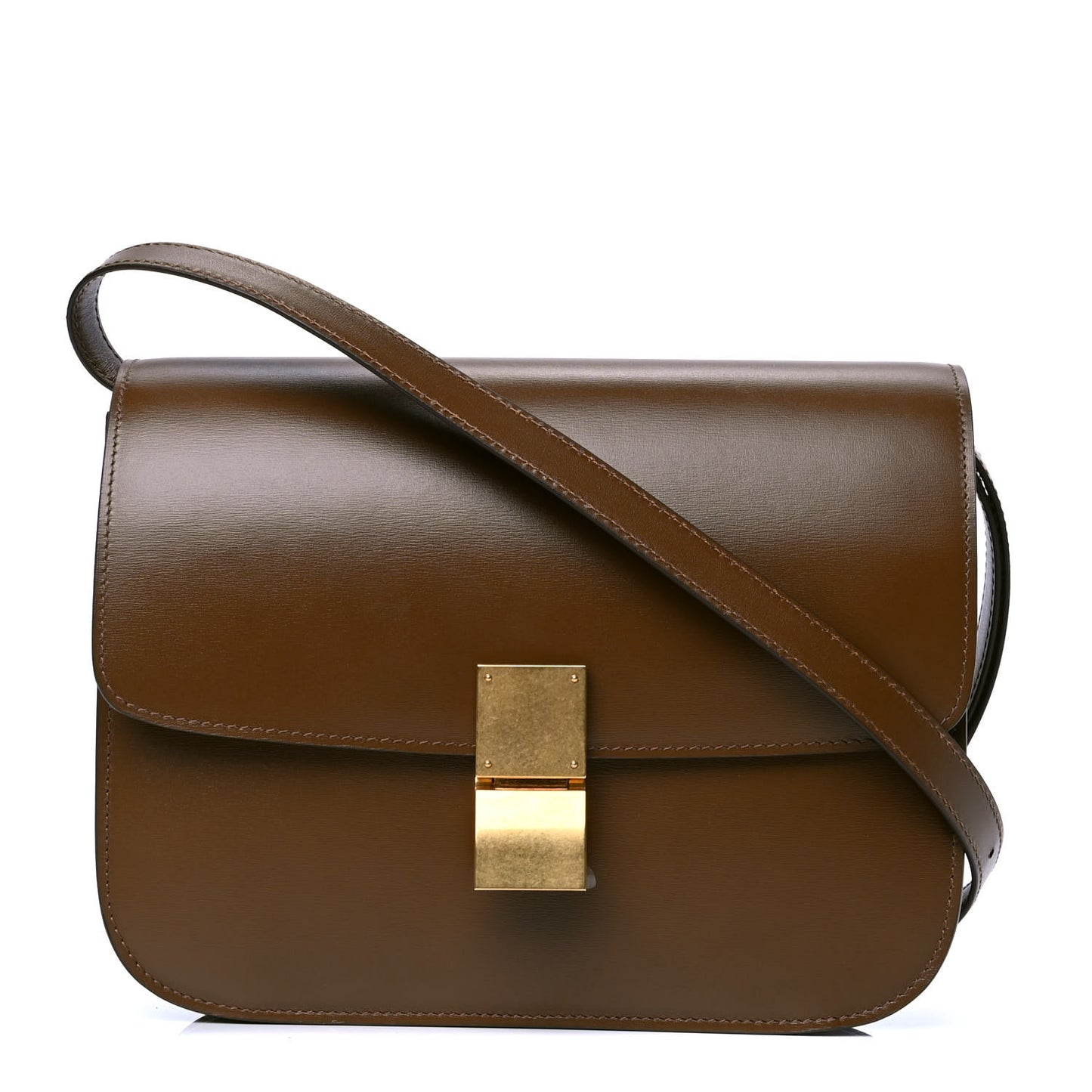 Box Calfskin Medium Classic Box Flap Bag Camel