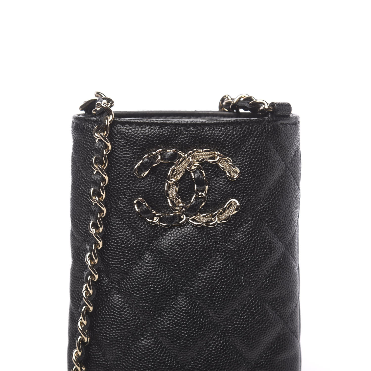 Chanel Caviar Quilted French New Wave Phone Holder With Chain Black 20 of 20