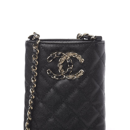 Chanel Caviar Quilted French New Wave Phone Holder With Chain Black 20 of 20