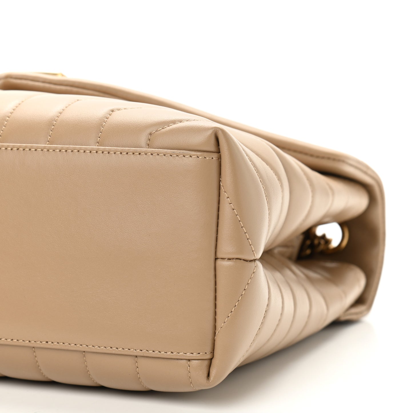 Calfskin Y Quilted Monogram Medium Loulou Chain Satchel Dark Latte