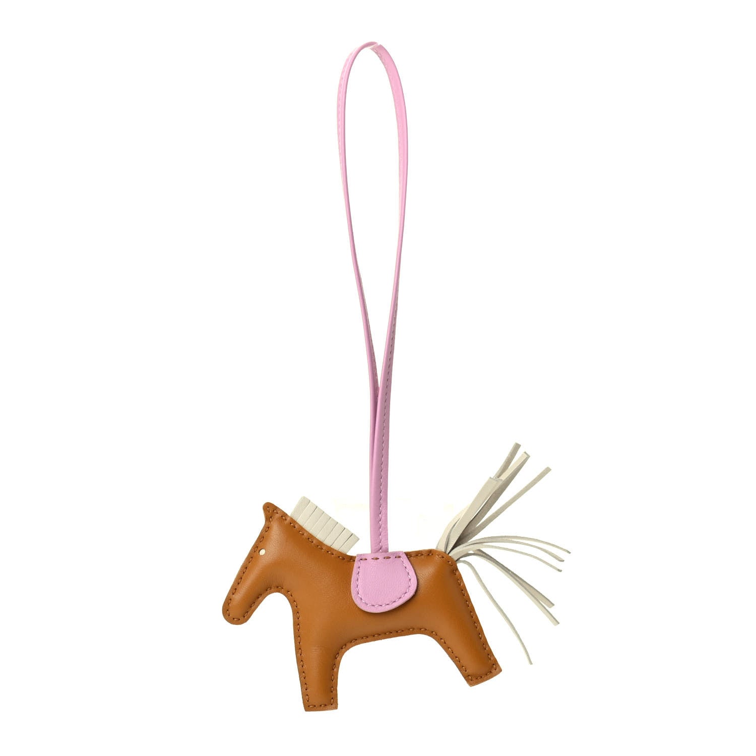 Hermes Milo Lambskin Grigri Rodeo Horse Bag Charm PM Sesame Mauve Sylvestre Craie 1 of 4