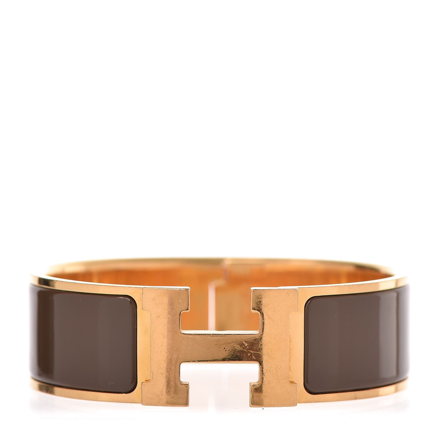 Hermes Enamel Wide Clic Clac H Bracelet GM Chocolate 1 of 4
