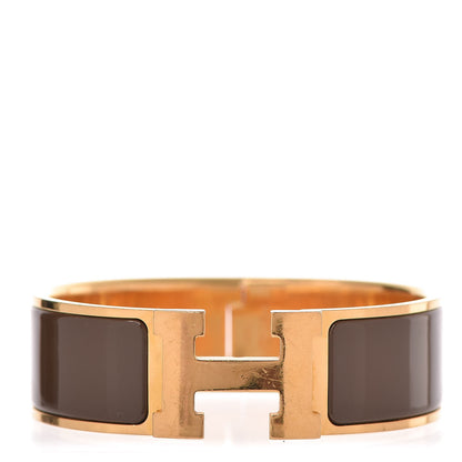 Hermes Enamel Wide Clic Clac H Bracelet GM Chocolate 1 of 4