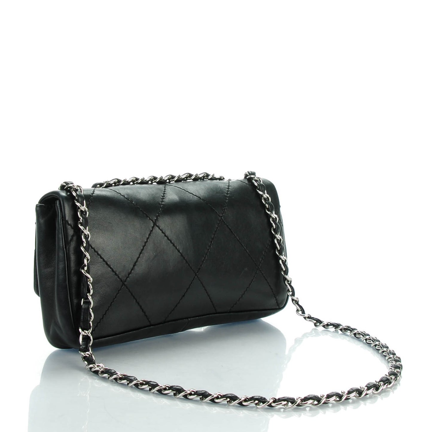Lambskin Diamond Stitched CC East West Flap Black