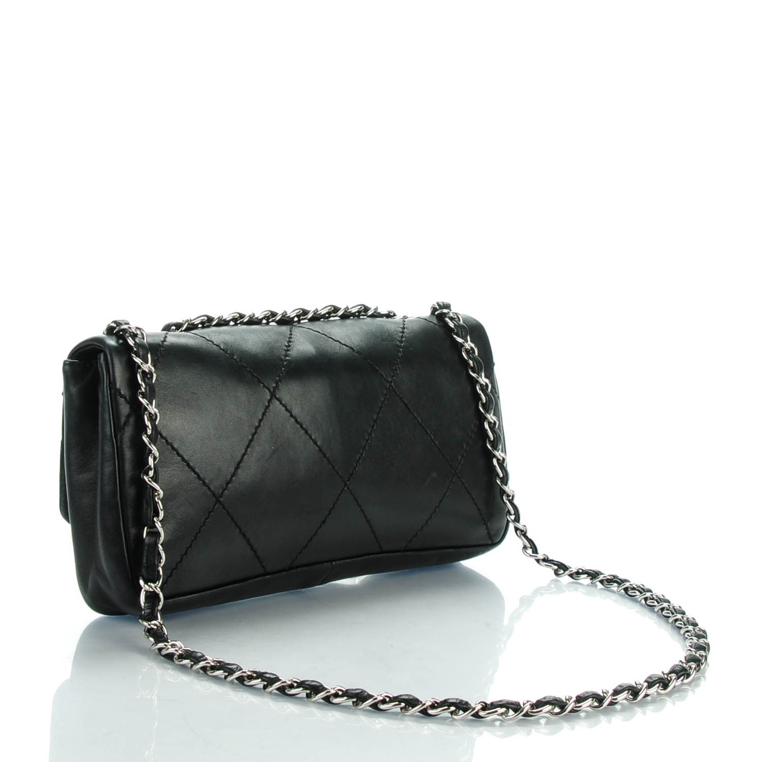 Chanel Lambskin Diamond Stitched CC East West Flap Black 3 of 8