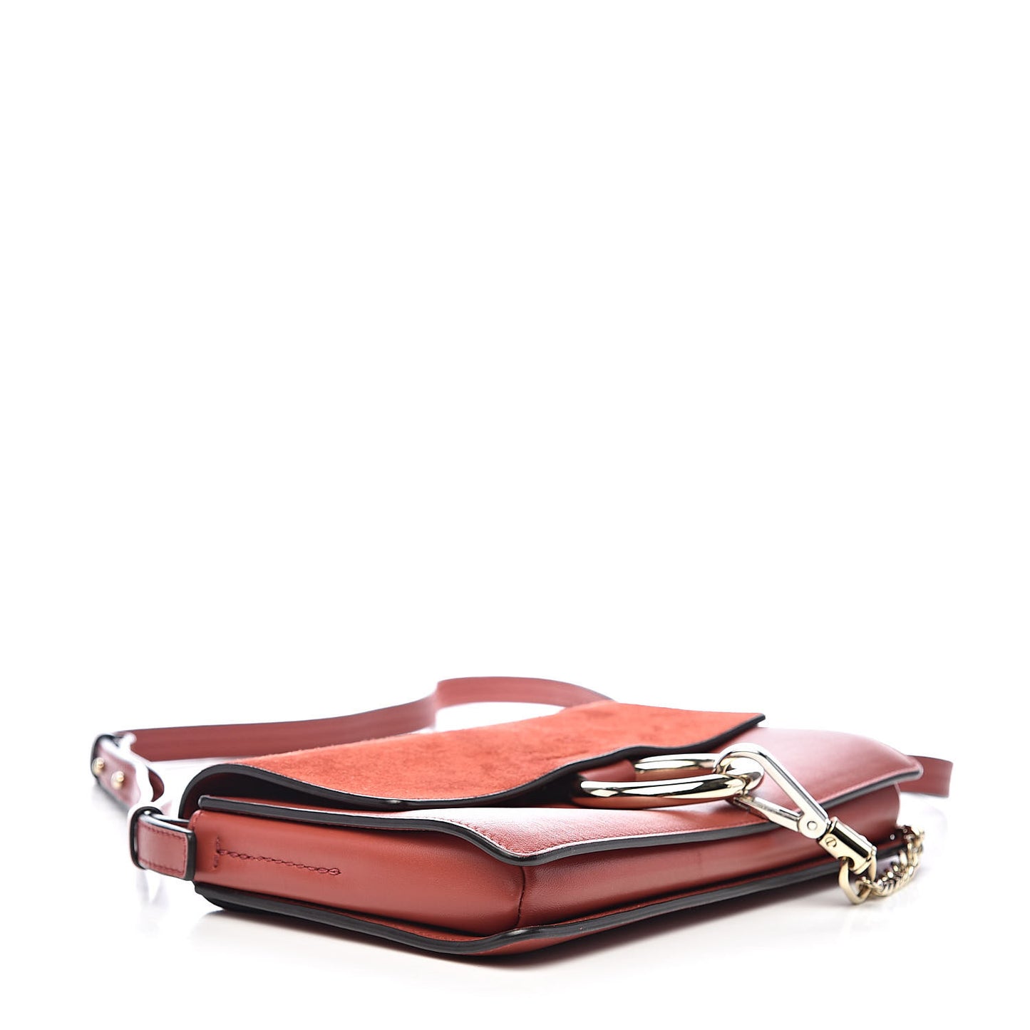 Suede Calfskin Small Faye Shoulder Bag Terracotta Red