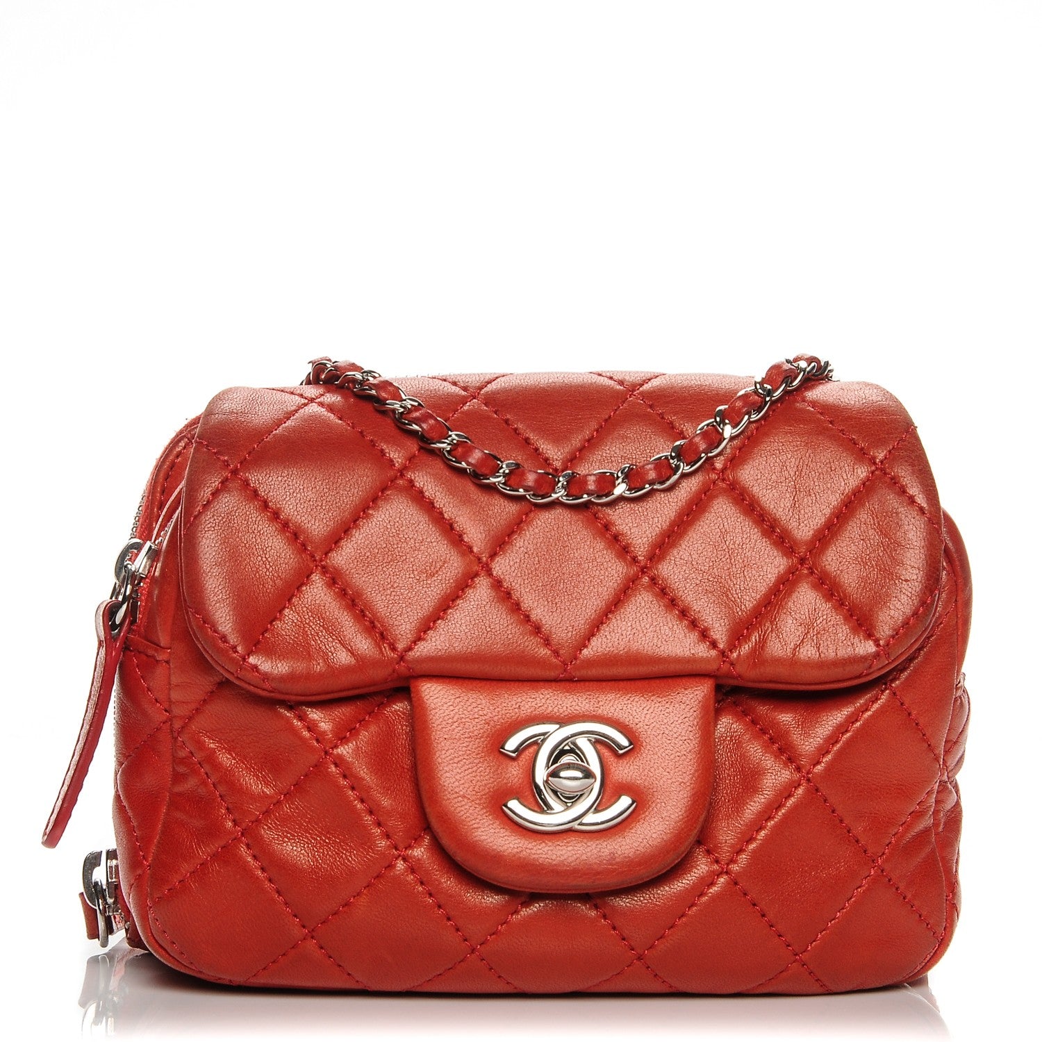Chanel Lambskin Quilted New Mini Flap Red 1 of 10