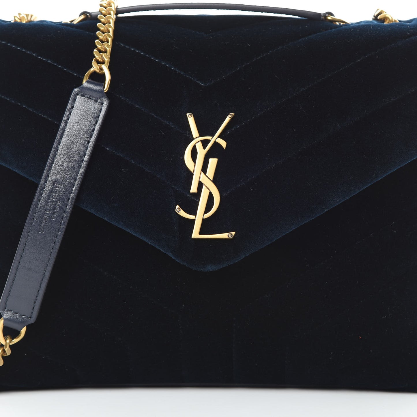 Velvet Y Quilted Monogram Small Loulou Chain Satchel Medium Blue