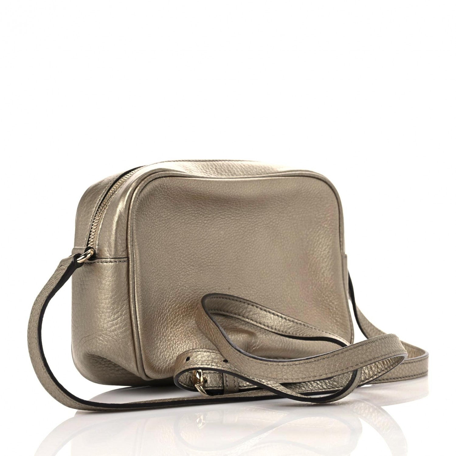 Gucci Metallic Pebbled Calfskin Small Soho Disco Bag Golden Beige 2 of 12
